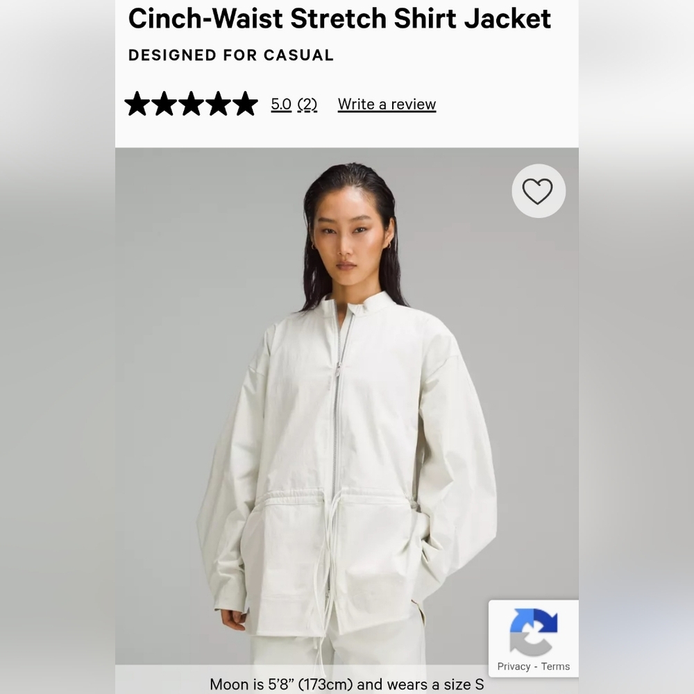 Lululemon Cinch Waist Stretch Shirt Jacket In Cream Color.. XL